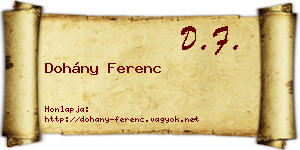 Dohány Ferenc névjegykártya