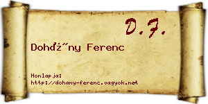 Dohány Ferenc névjegykártya