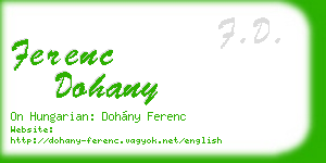 ferenc dohany business card